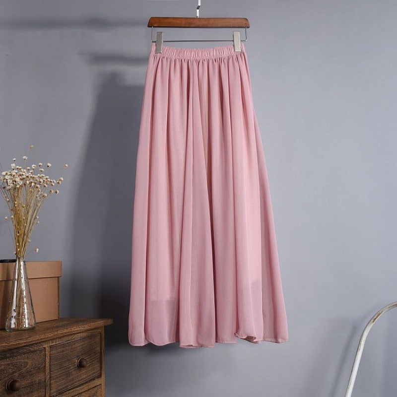 Half Length Skirt  High Waist Plus Size Chiffon Skirt
