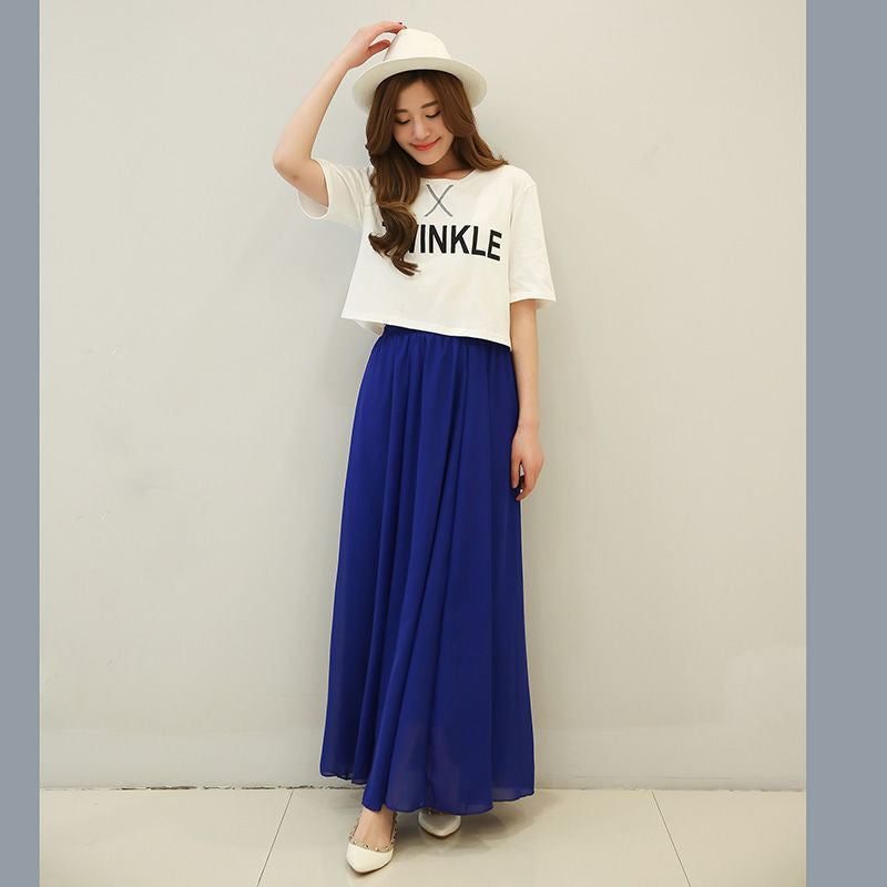 Half Length Skirt  High Waist Plus Size Chiffon Skirt