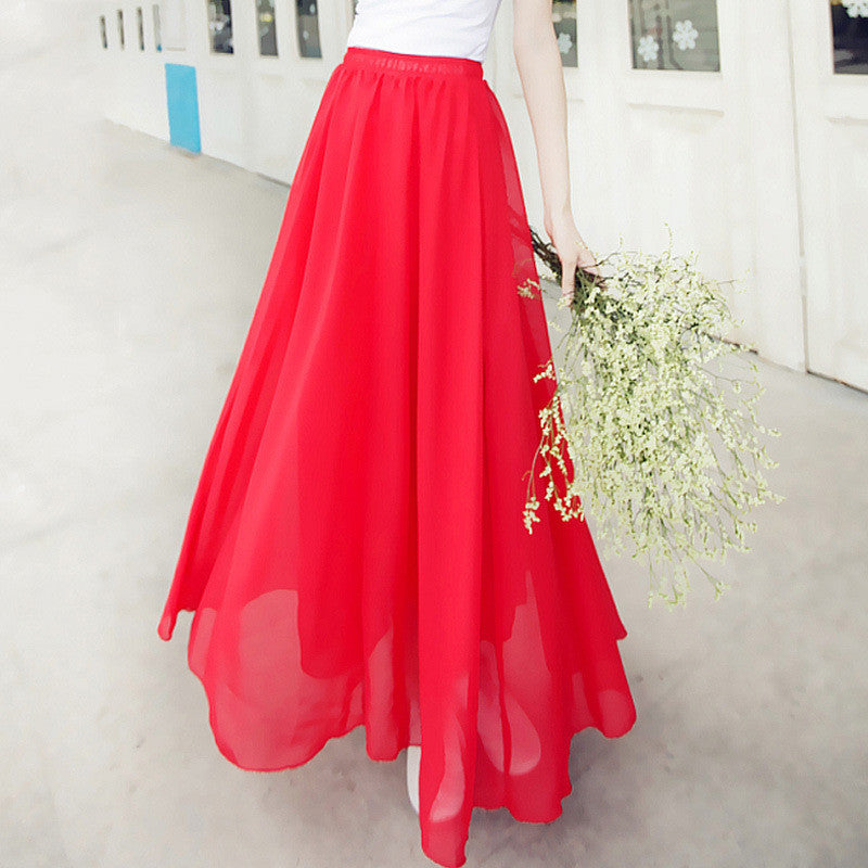 Half Length Skirt  High Waist Plus Size Chiffon Skirt
