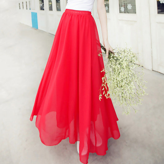 Half Length Skirt  High Waist Plus Size Chiffon Skirt