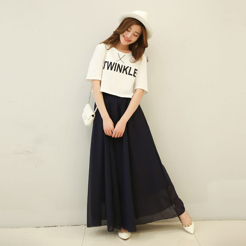 Half Length Skirt  High Waist Plus Size Chiffon Skirt