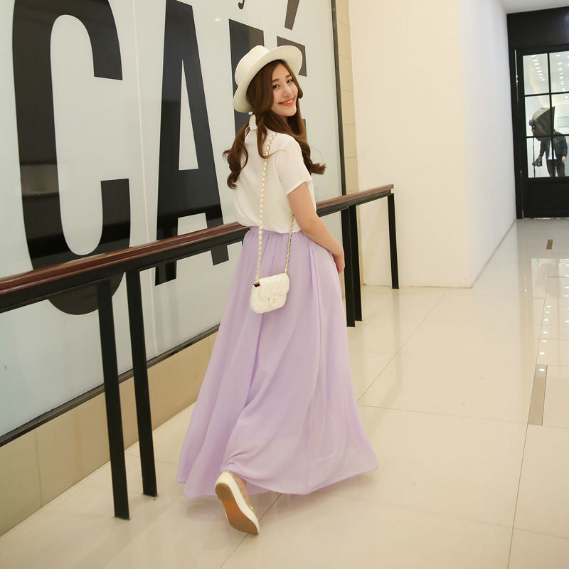 Half Length Skirt  High Waist Plus Size Chiffon Skirt