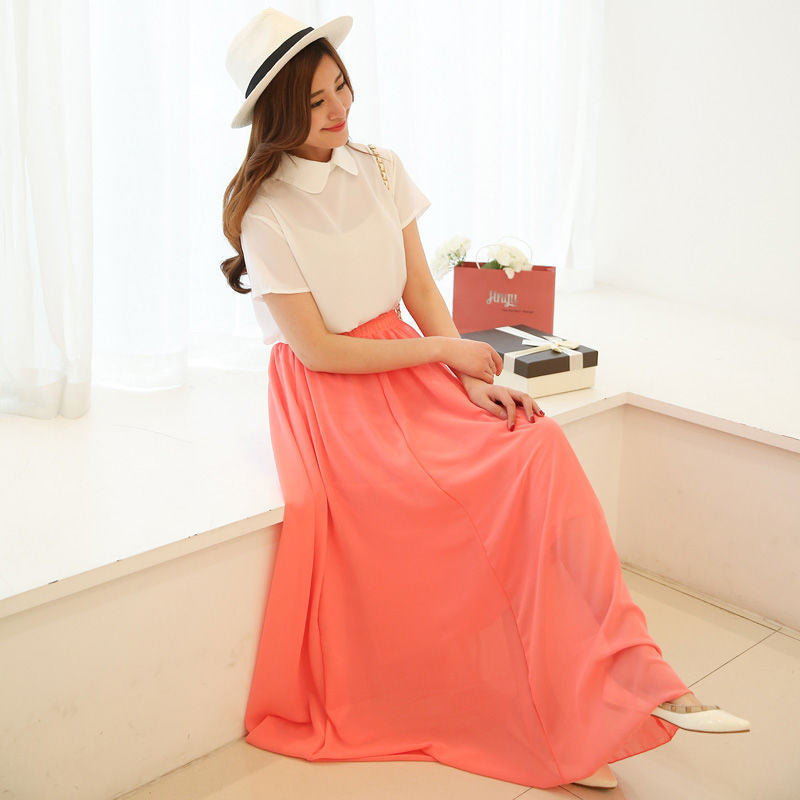 Half Length Skirt  High Waist Plus Size Chiffon Skirt