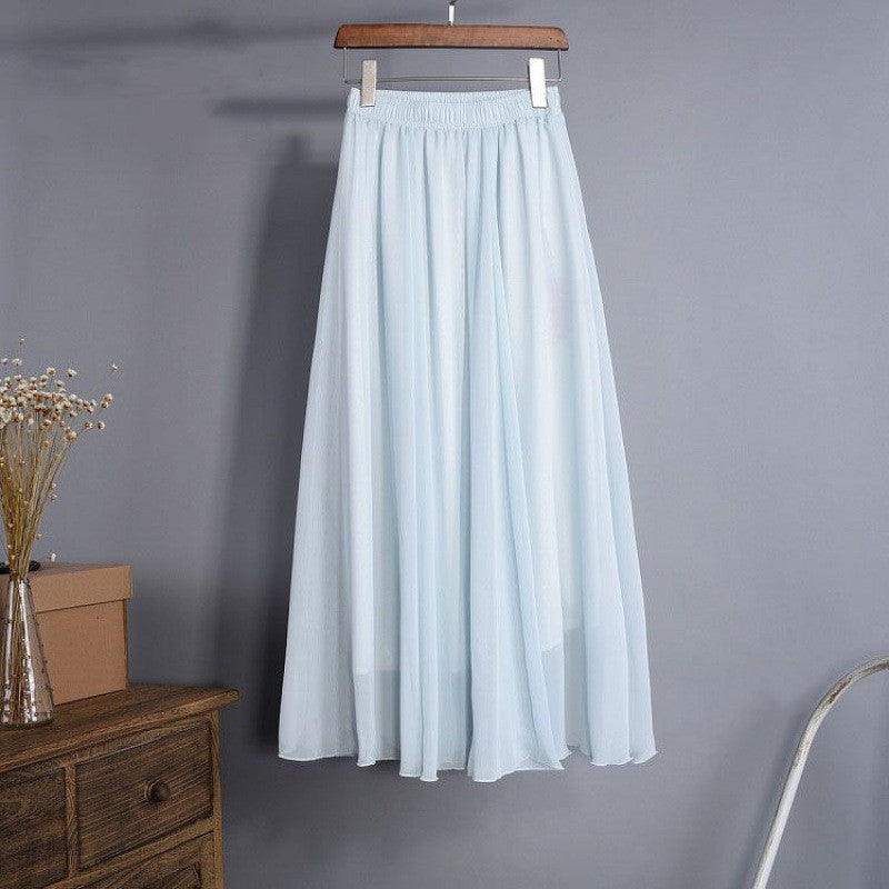 Half Length Skirt  High Waist Plus Size Chiffon Skirt