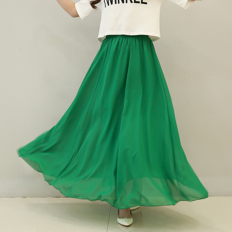 Half Length Skirt  High Waist Plus Size Chiffon Skirt