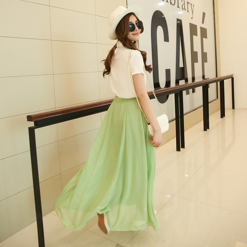 Half Length Skirt  High Waist Plus Size Chiffon Skirt