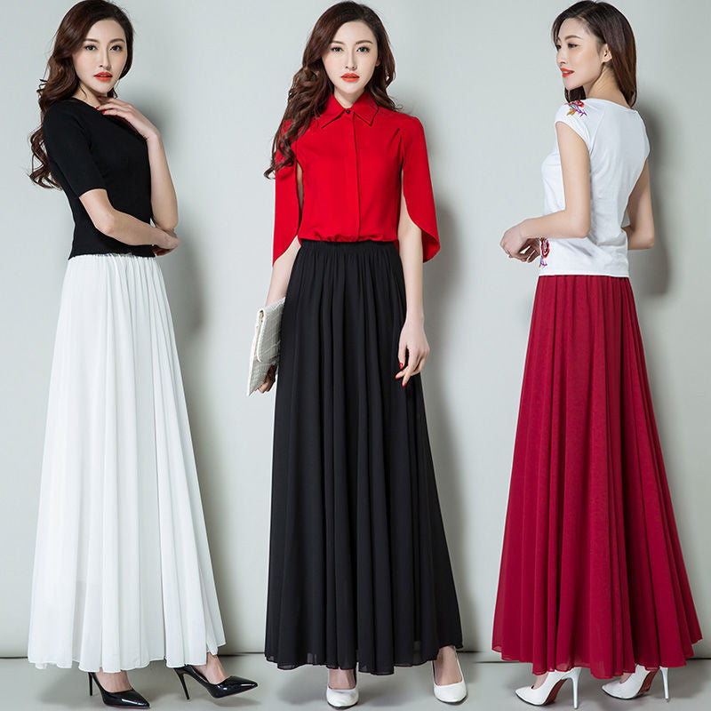 Half Length Skirt  High Waist Plus Size Chiffon Skirt