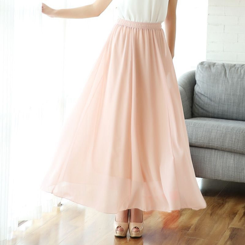 Half Length Skirt  High Waist Plus Size Chiffon Skirt