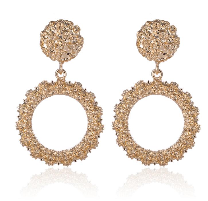 Big Vintage Earrings for Women Gold Silver Black Geometric Statement Earring 2021 Metal Earing Hanging Fashion Jewelry