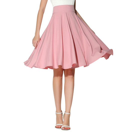 Solid Color High Waist Pleated Slim Women's Skirt