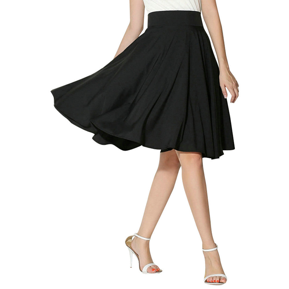 Solid Color High Waist Pleated Slim Women's Skirt