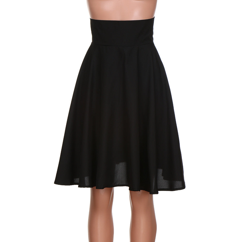 Solid Color High Waist Pleated Slim Women's Skirt