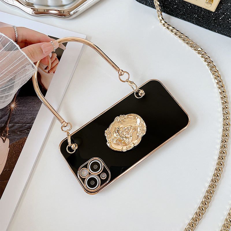 Electroplated Metal Beauty Head Bracket Phone Case