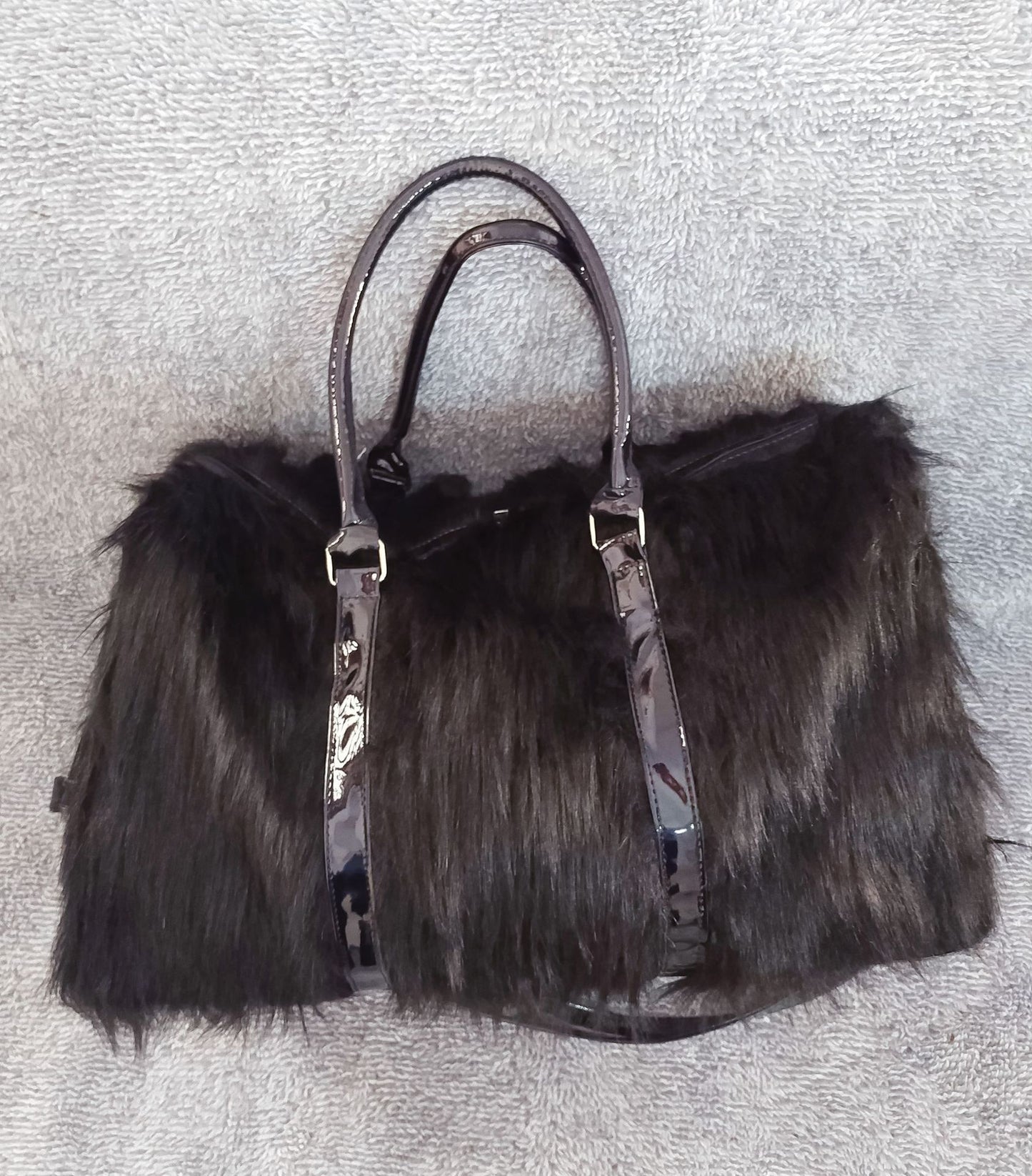 Laser Symphony Faux Fur Plush Oversized Travel Bag Luggage Bag Large Capacity Tote