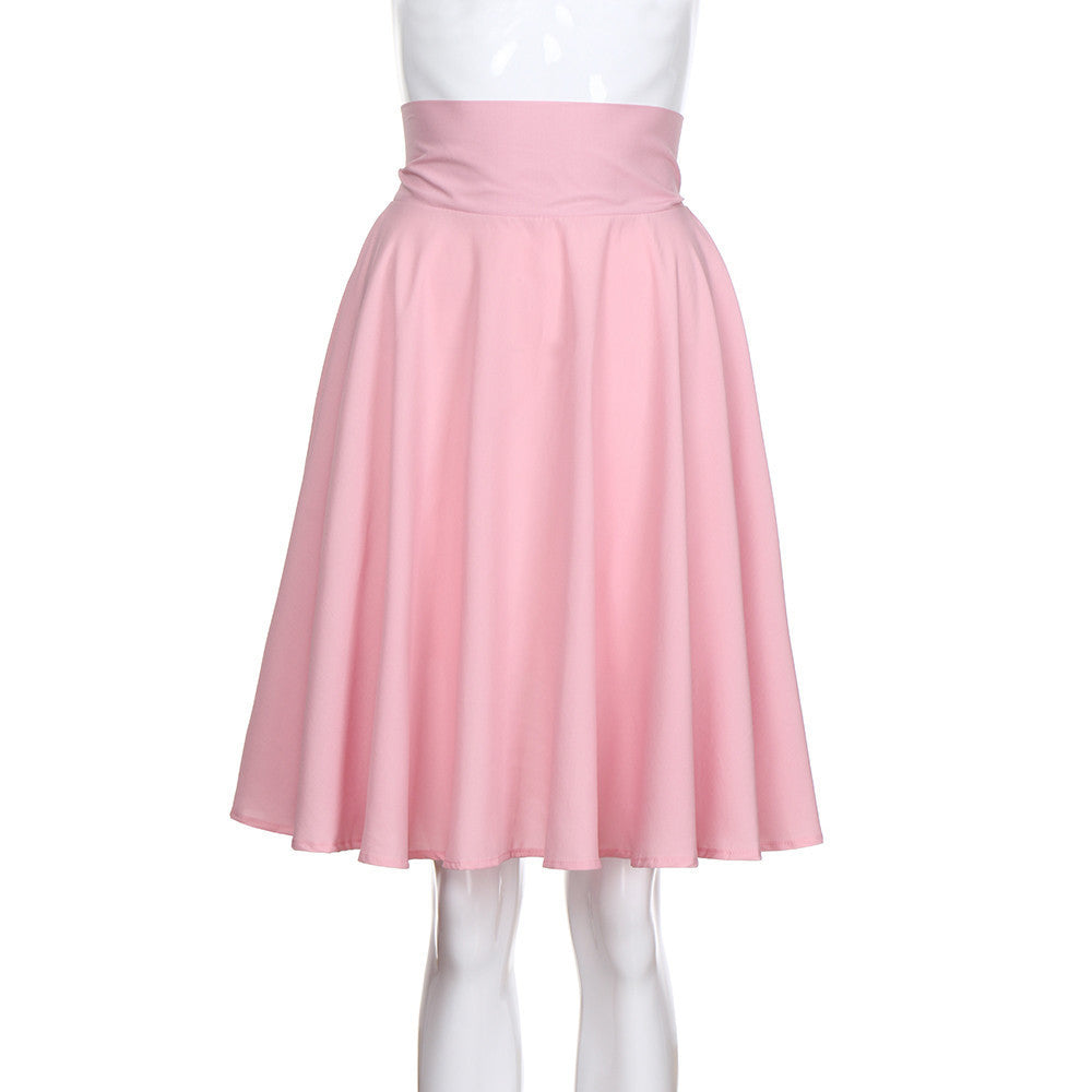 Solid Color High Waist Pleated Slim Women's Skirt