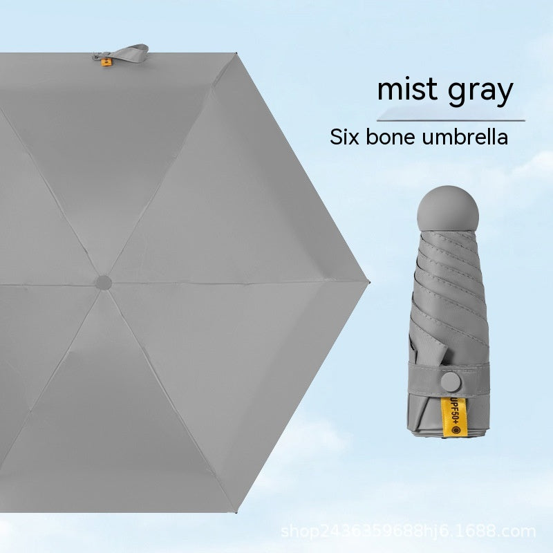 Ultra-light Five-fold Capsule Pocket Umbrella Black Glue Sun Umbrella For Women