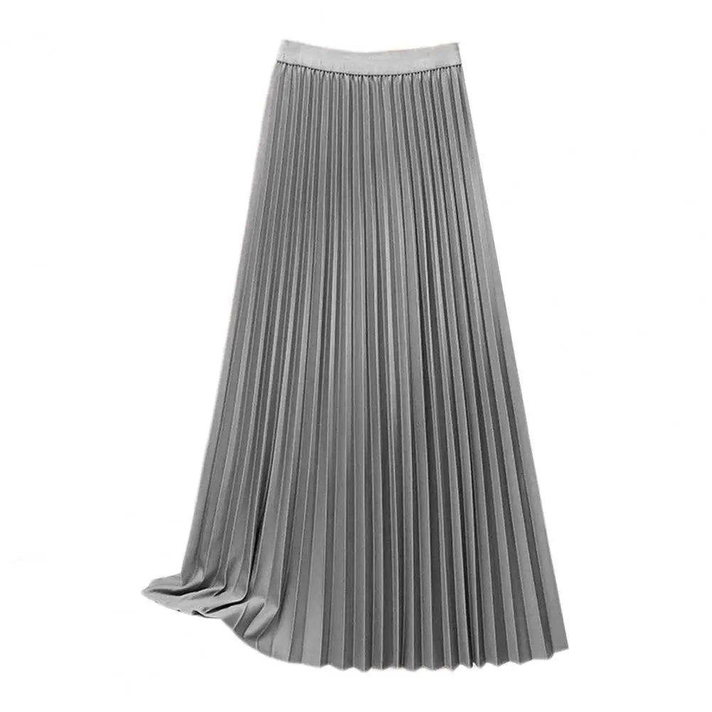 Solid Color Maxi Skirt Elegant Women's High Waist Maxi Skirt in Solid Color Pleated A-line Design for Work Leisure Wear Casual