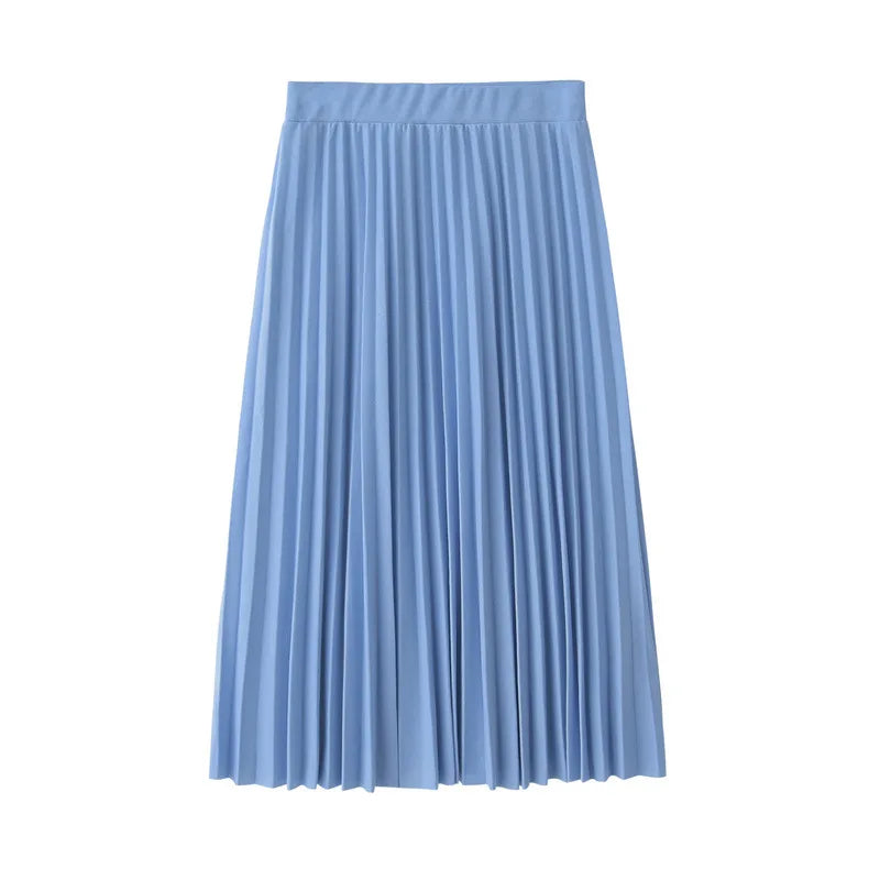 Women's High Waist Pleated Solid Color Half Length Elastic Skirt Promotions Lady Black Pink