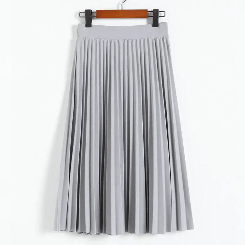 Women's High Waist Pleated Solid Color Half Length Elastic Skirt Promotions Lady Black Pink