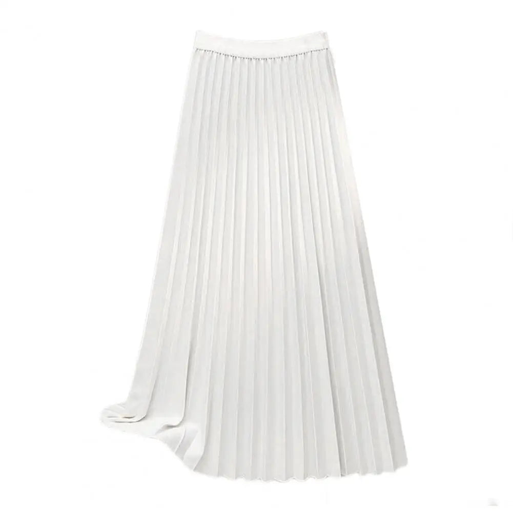 Solid Color Maxi Skirt Elegant Women's High Waist Maxi Skirt in Solid Color Pleated A-line Design for Work Leisure Wear Casual