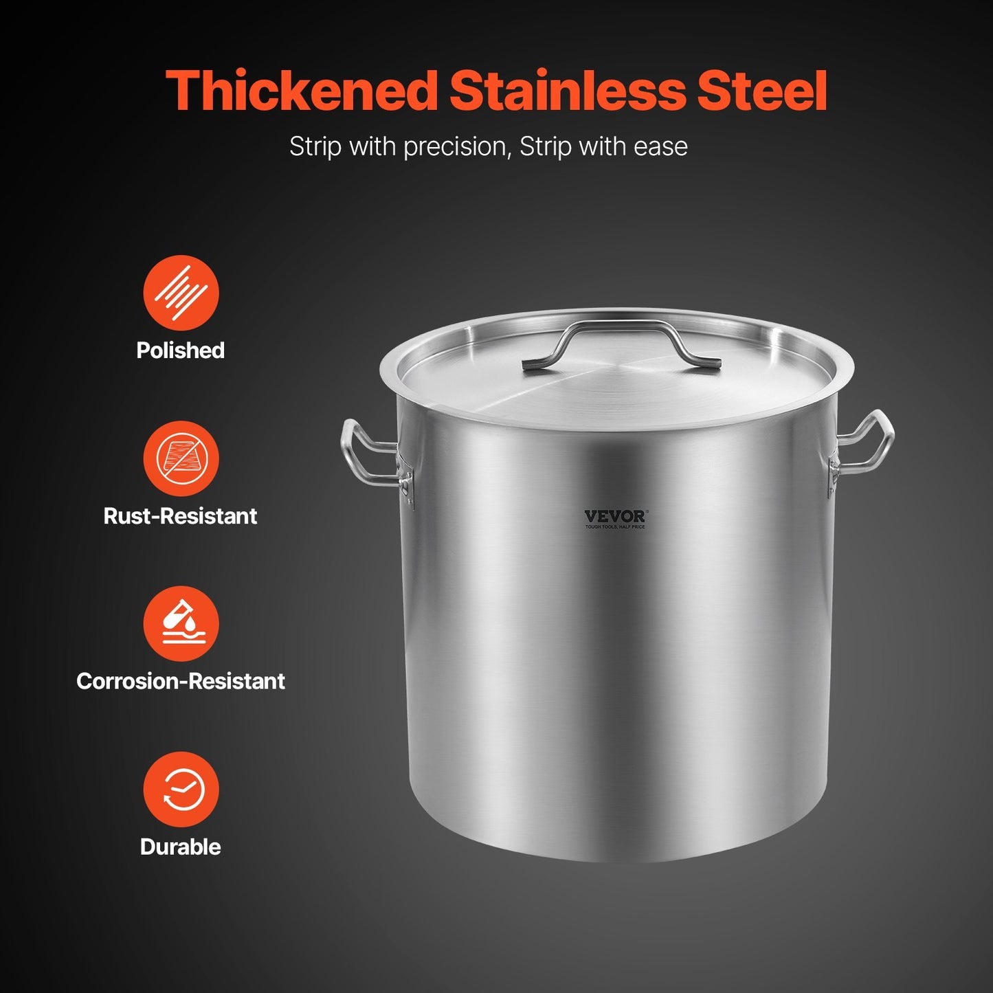 Stainless Steel Stockpot, 53 Quart Large Cooking Pots, Cookware Sauce Pot With Lid, And Handle, Heavy Duty Commercial Grade Stock Pot, Sanding Treatment, For Large Groups Events Silver