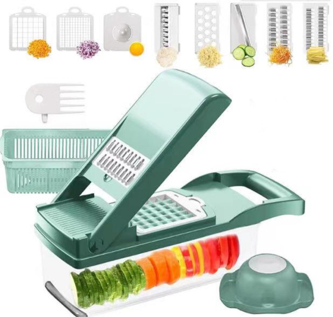 12 In 1 Manual Vegetable Chopper Kitchen, Multi Blade with hand Protector and Container.