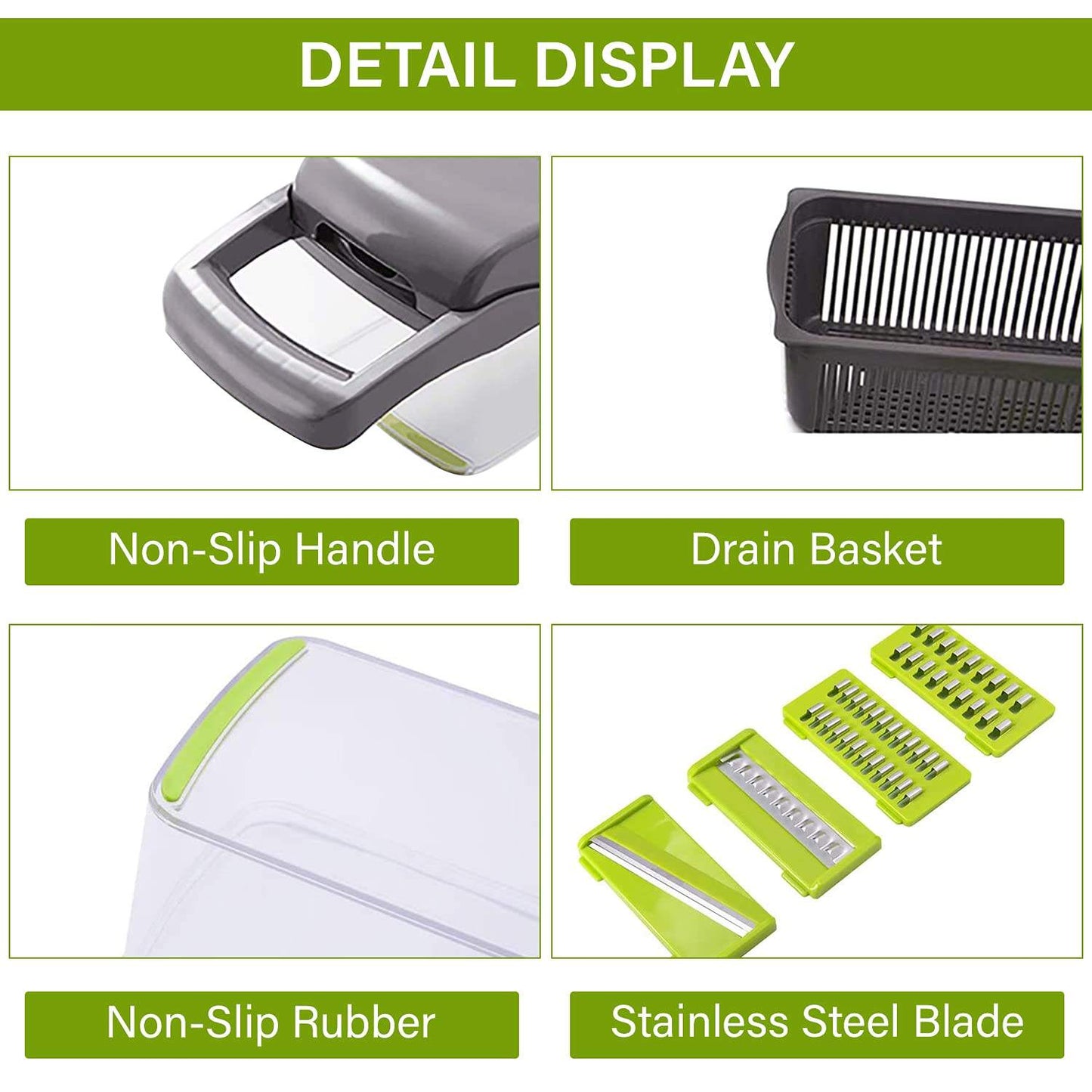 12 In 1 Manual Vegetable Chopper Kitchen, Multi Blade with hand Protector and Container.
