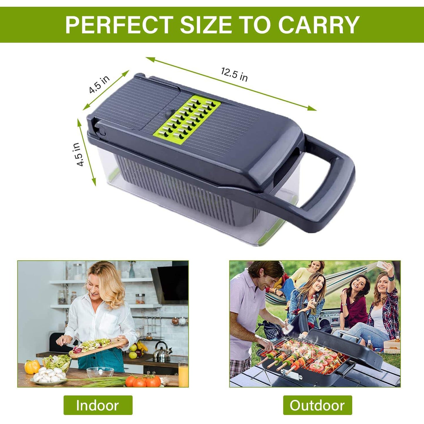 12 In 1 Manual Vegetable Chopper Kitchen, Multi Blade with hand Protector and Container.