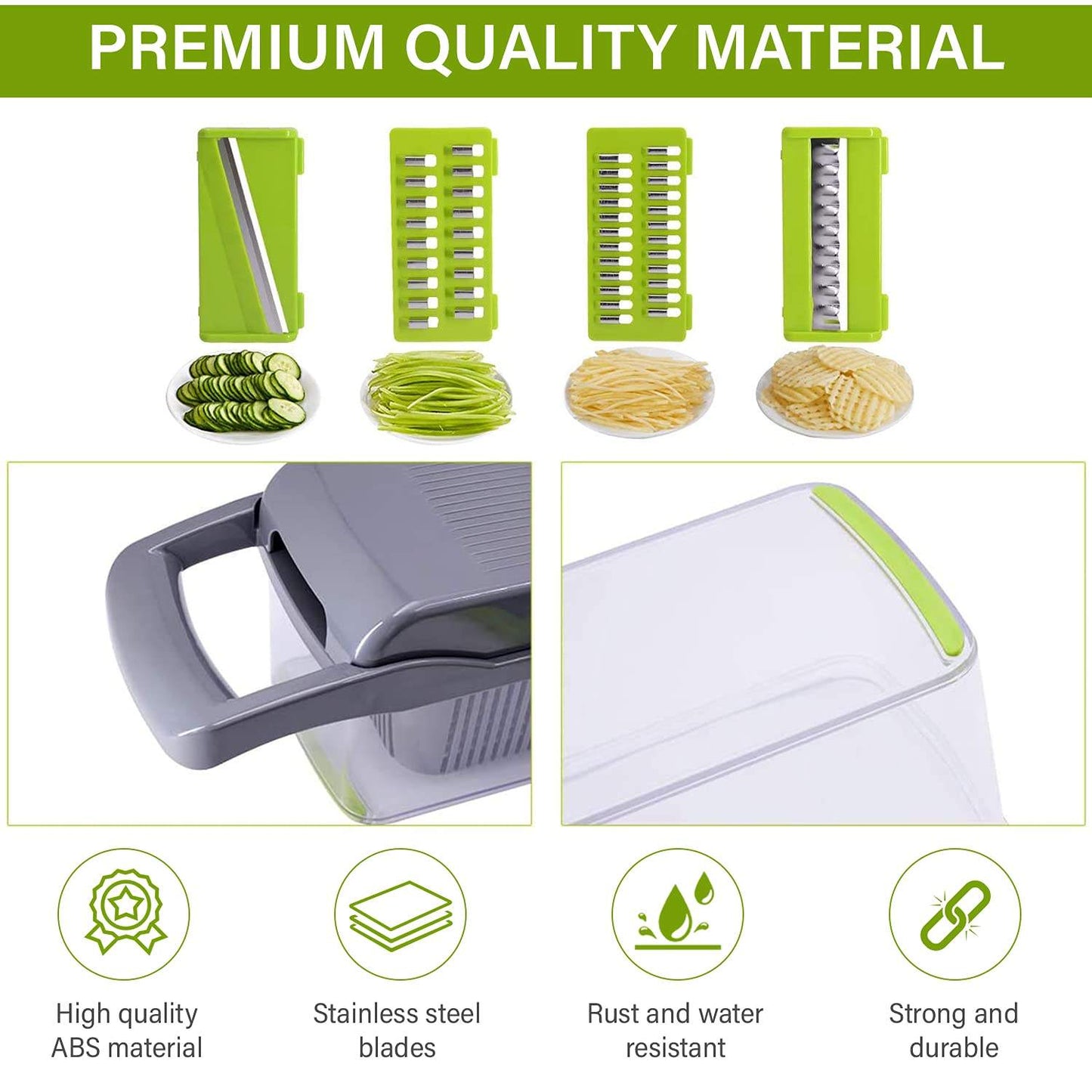 12 In 1 Manual Vegetable Chopper Kitchen, Multi Blade with hand Protector and Container.