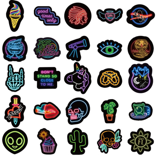 50 Neon Graffiti Stickers Decorative Waterproof Stickers