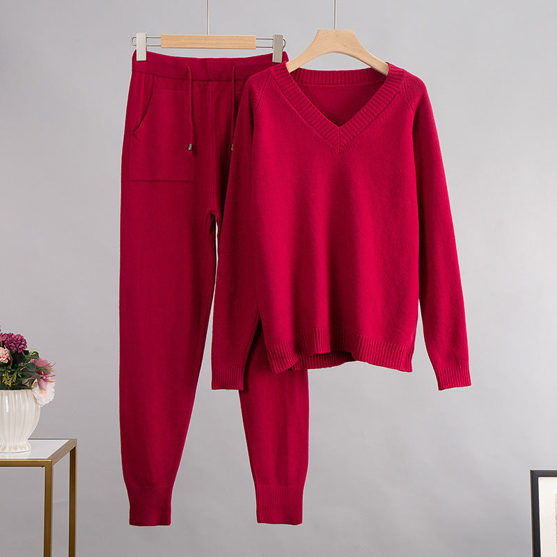 Women's Casual Sweater Harem Pants Suit