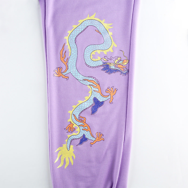 Chinese Dragon Retro Printed Sweater Pants