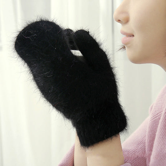 Rabbit fur warm gloves