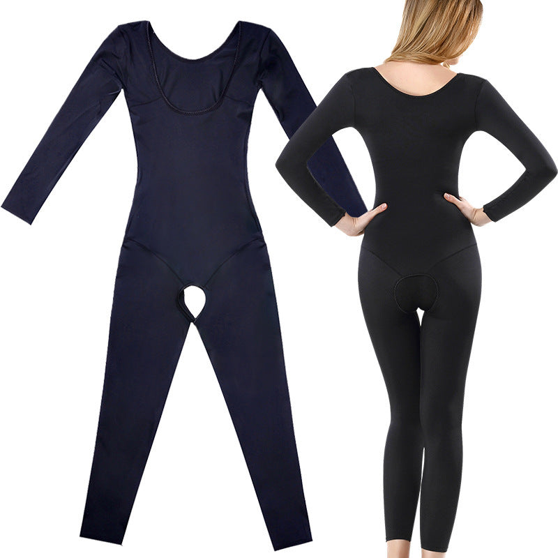 Shapewear One-Piece Bodysuit Fat Burning Abdomen Girdle Body Postpartum Hip Lifting Long Sleeve Trousers Thin Whole Body Seamless Women