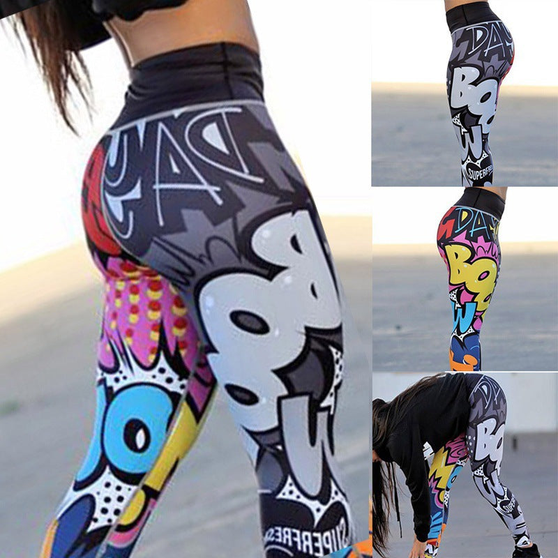 Printed Pants Slim Yoga Pants Sports Leggings Women