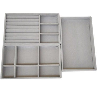 3pcs Lot Jewelry Organizer Velvet Jewelry Storage Tray Display Ring Bracelet Necklace Storage Box Showcase Drawer