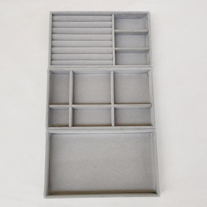 3pcs Lot Jewelry Organizer Velvet Jewelry Storage Tray Display Ring Bracelet Necklace Storage Box Showcase Drawer