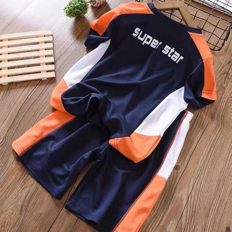 New Children's Quick-drying Sports Big Boy Western Style Loose Boy Summer Two-piece Suit