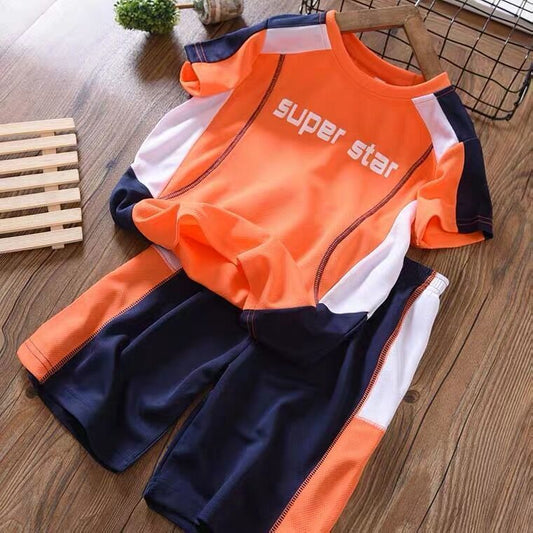 New Children's Quick-drying Sports Big Boy Western Style Loose Boy Summer Two-piece Suit