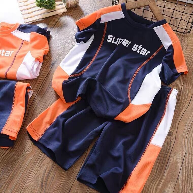 New Children's Quick-drying Sports Big Boy Western Style Loose Boy Summer Two-piece Suit