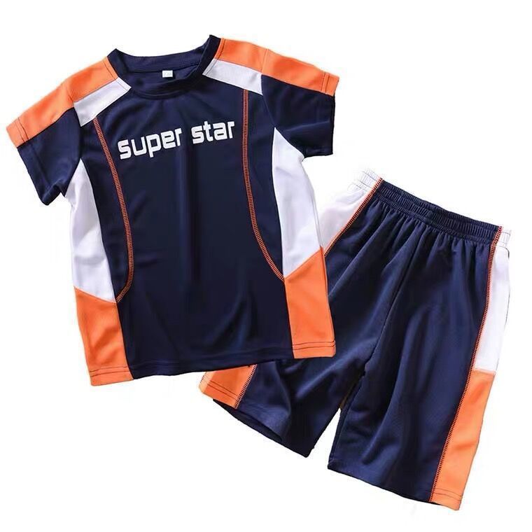 New Children's Quick-drying Sports Big Boy Western Style Loose Boy Summer Two-piece Suit