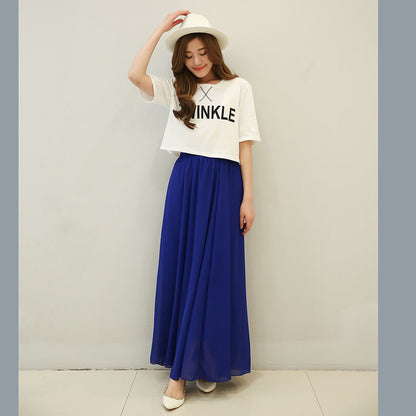 Half Length Skirt  High Waist Plus Size Chiffon Skirt