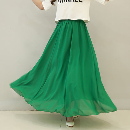 Half Length Skirt  High Waist Plus Size Chiffon Skirt