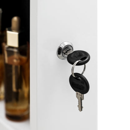 Full Mirror Wall Hanging, 4 Layers Of Storage, 3 Storage Boxes, Wooden Stickers