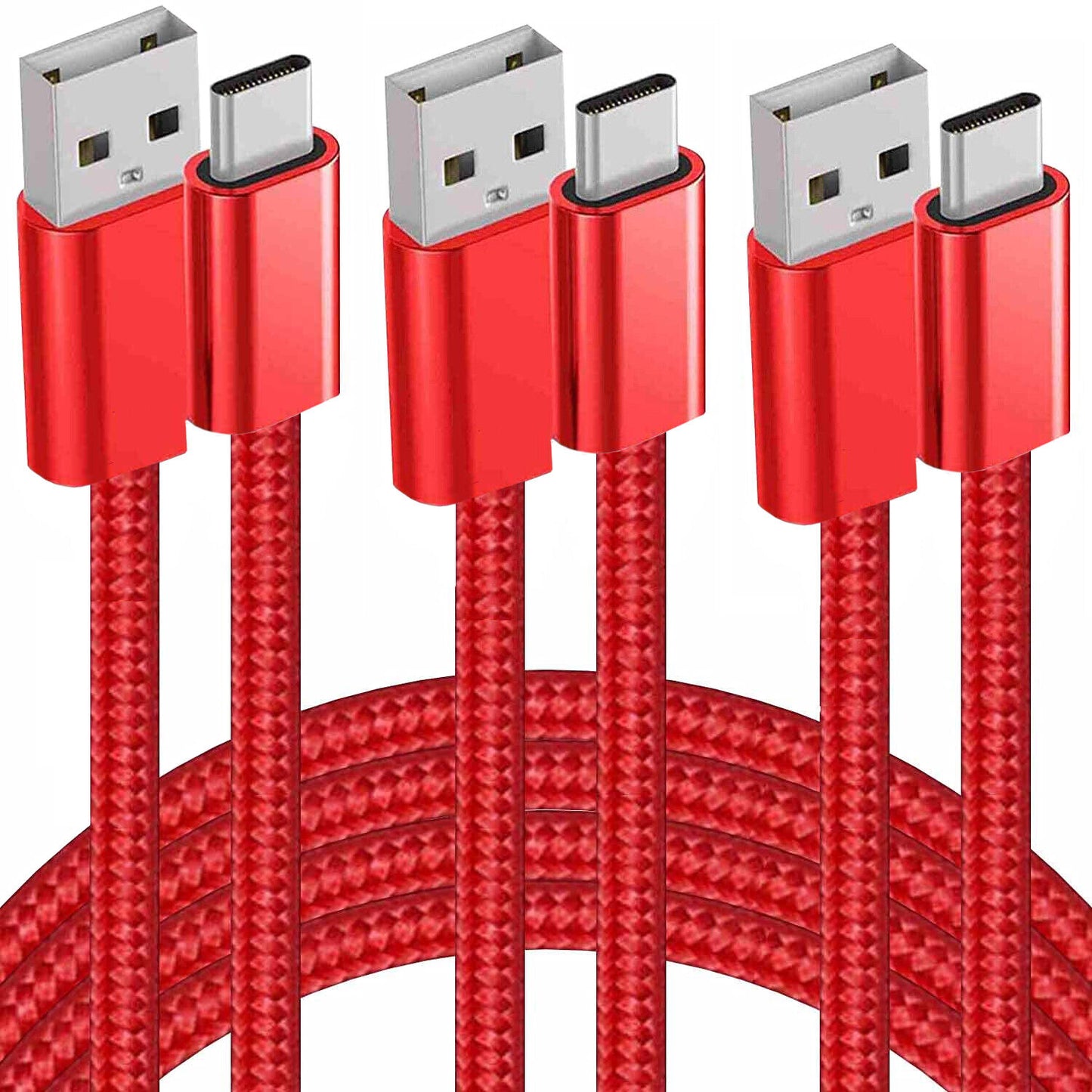 3Pack Braided USB C Type-C 3 6 10FT Fast Charger Cable Cord Charging SYNC Data