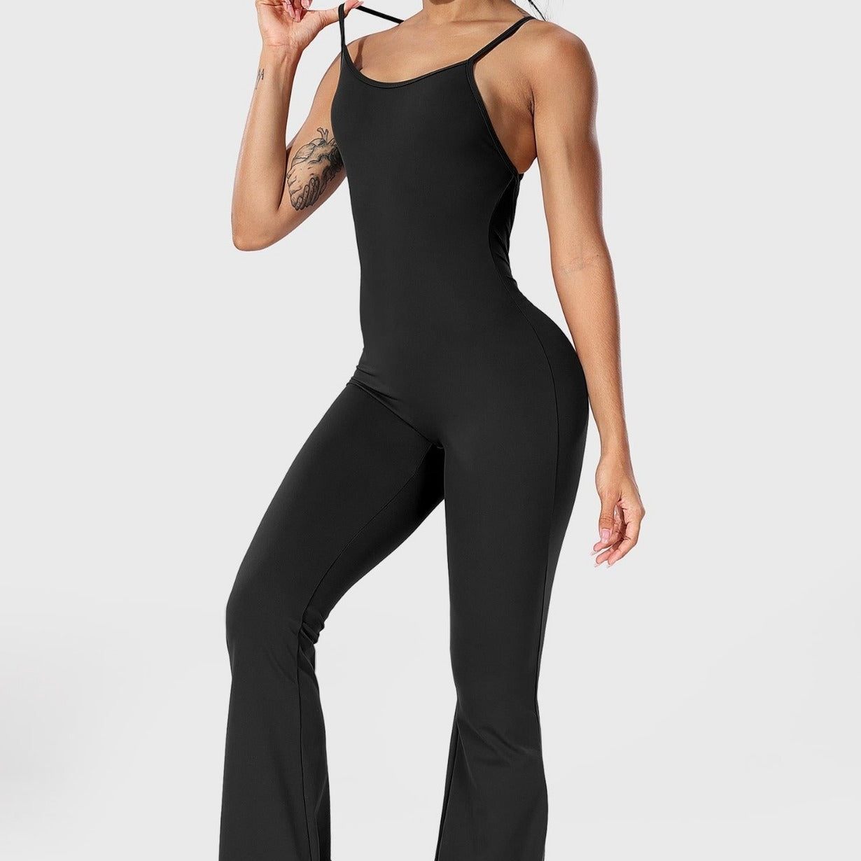 Solid Color Sling Yoga Jumpsuit