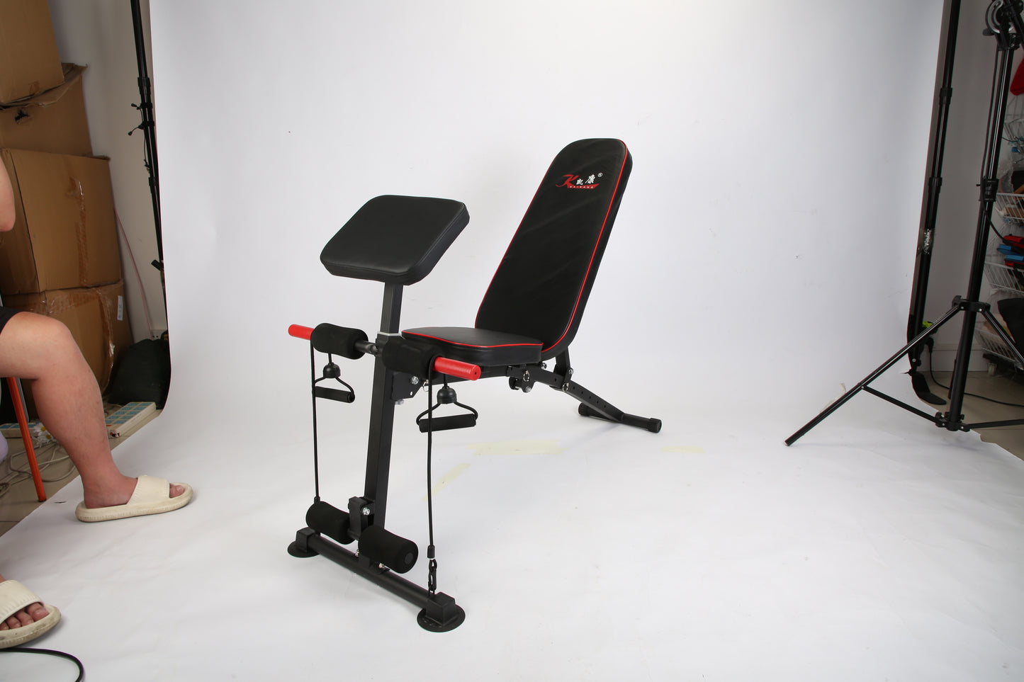 1Pc  Adjustable Weight Bench With Preacher Curl Pad Resistance Bands Leg Extension For Home Gym Full Body Exercise Fedex Shipping