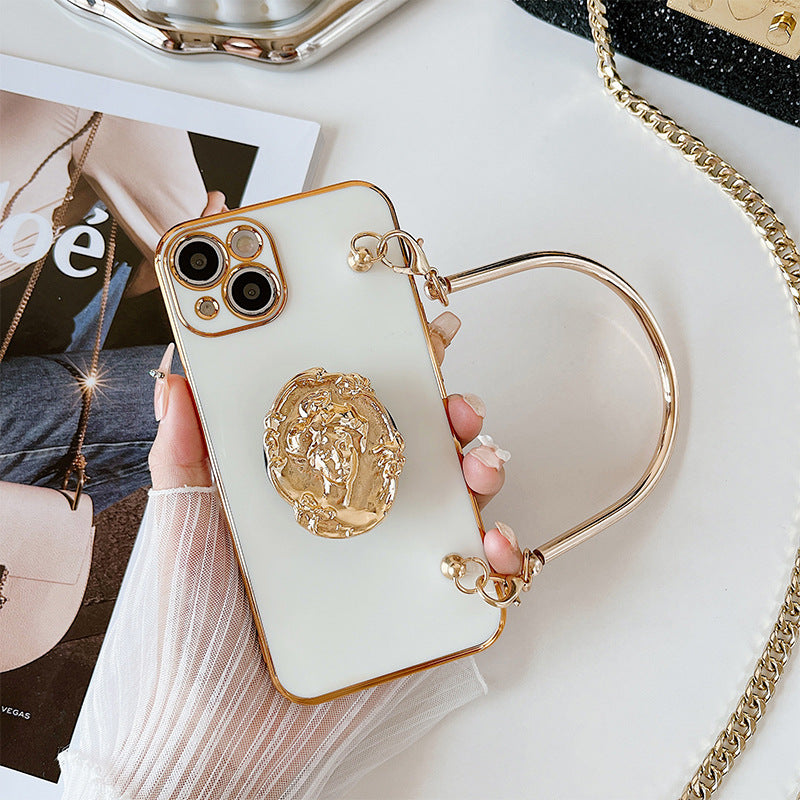 Electroplated Metal Beauty Head Bracket Phone Case