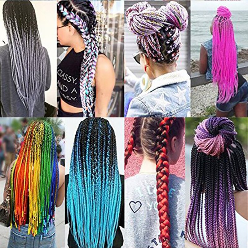 Colorful Synthetic hair Braids Ombre Braiding Hair Extensions 24Inch 100g