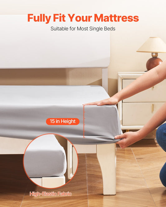 Twin Size Fitted Sheet Elastic Fitted Sheet With High-Quality Microfiber